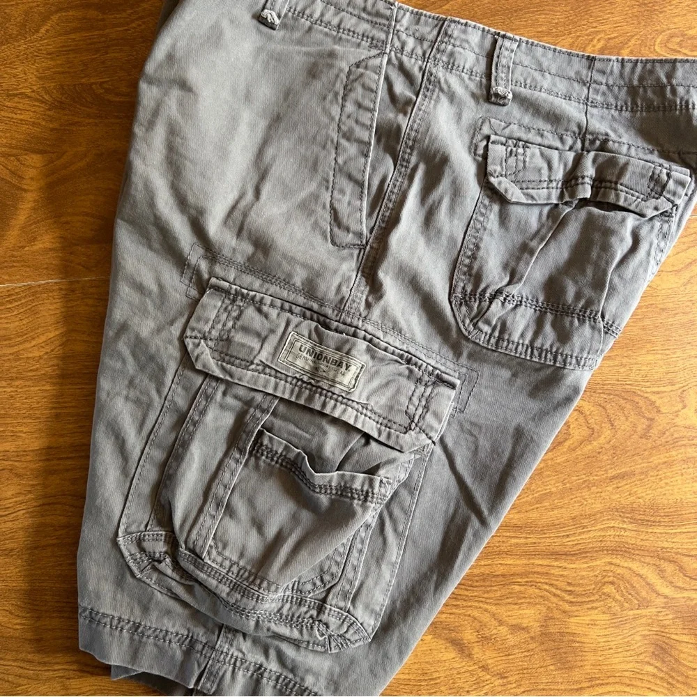 UNIONBAY Mens Gray Canvas 100% Cotton Cargo Utility Shorts Size 38